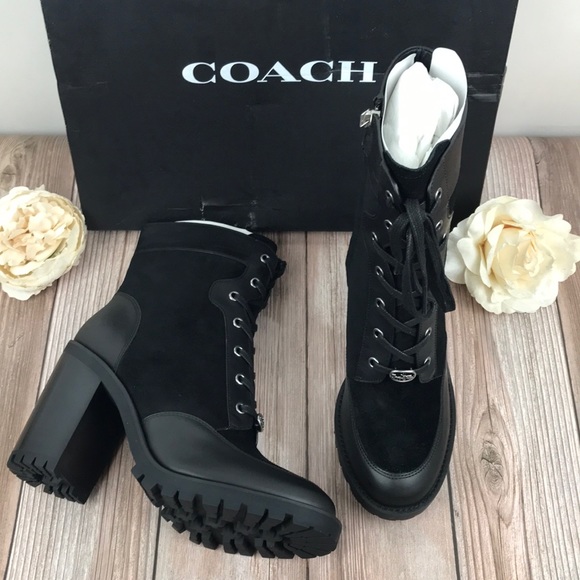 Coach Shoes - Coach Black Leather Heeled Lace I[ Bootie 11M